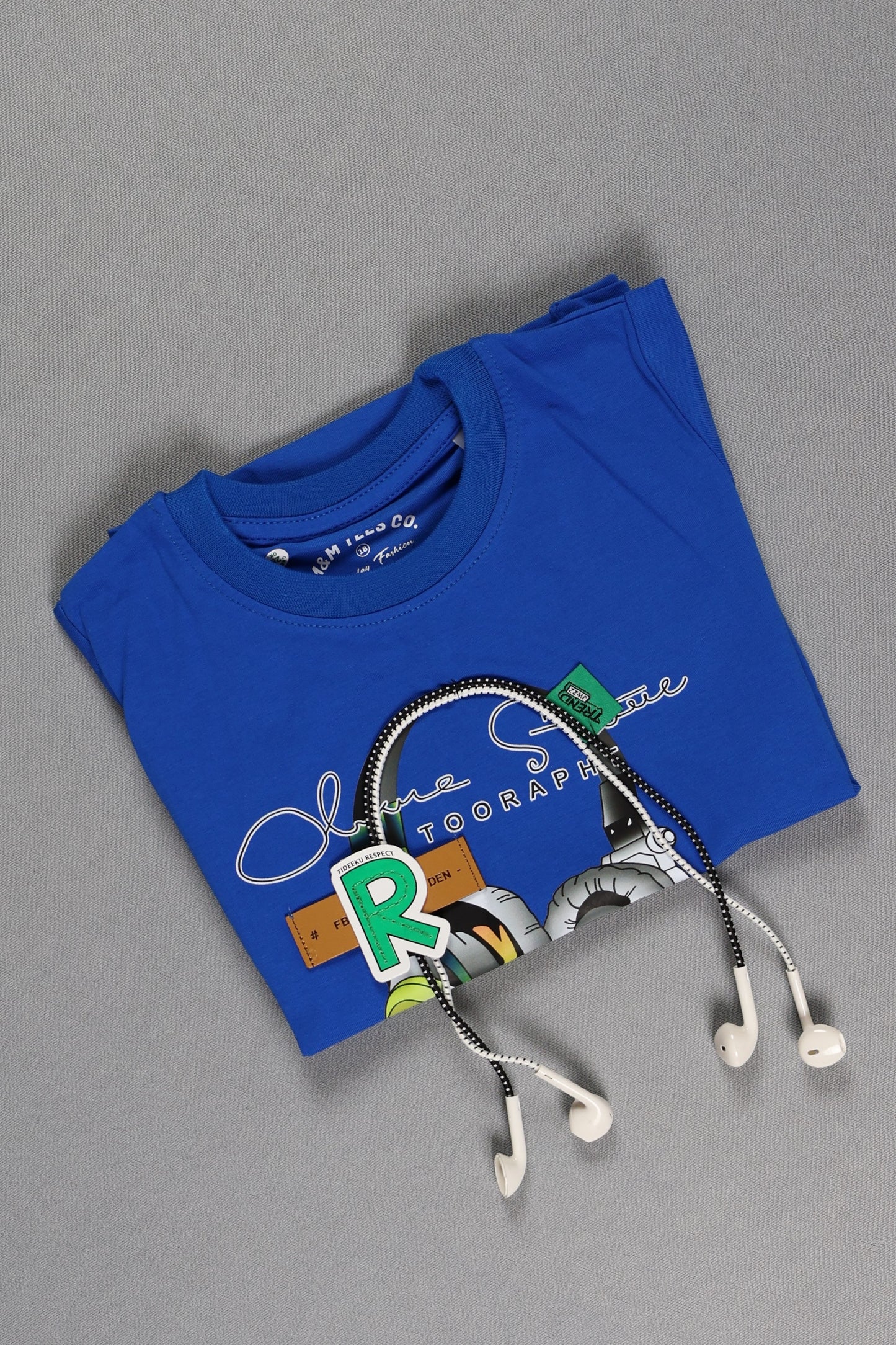 Fyst Cotton Knit "Music Player" Headphone Graphic T-Shirt for Boys - Royal Blue - Fyst Fashion
