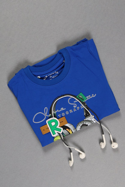 Fyst Cotton Knit "Music Player" Headphone Graphic T-Shirt for Boys - Royal Blue - Fyst Fashion