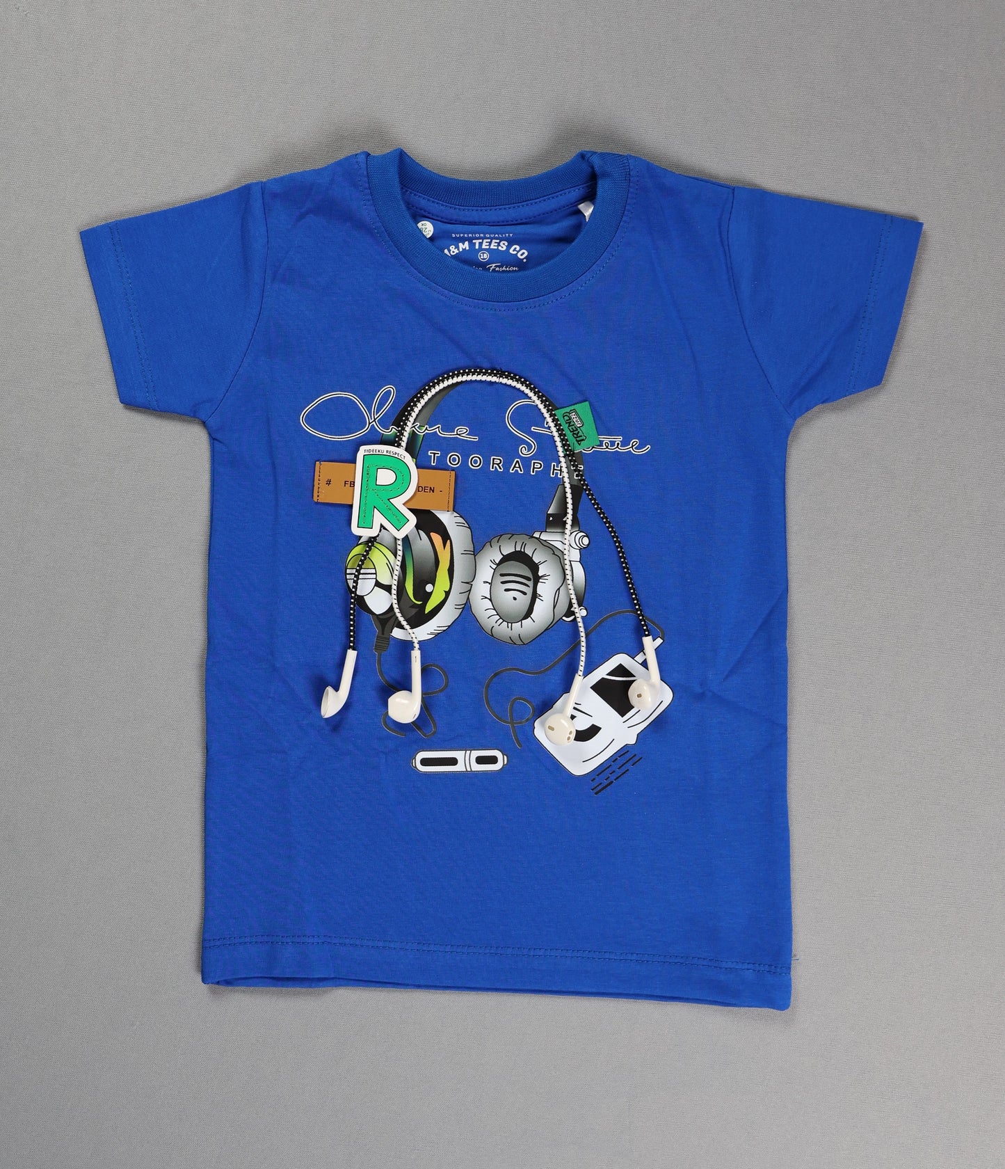 Fyst Cotton Knit "Music Player" Headphone Graphic T-Shirt for Boys - Royal Blue - Fyst Fashion