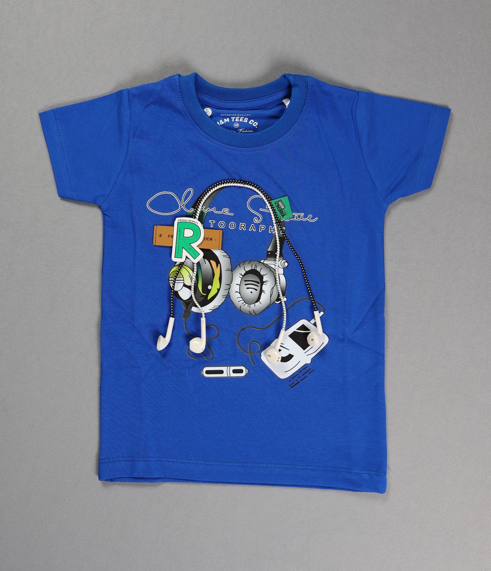 Fyst Cotton Knit "Music Player" Headphone Graphic T-Shirt for Boys - Royal Blue - Fyst Fashion