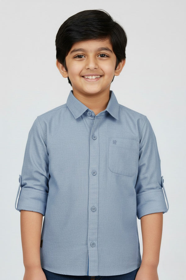 Fyst Premium Cotton Smart Casual Plain Shirt for Boys - Light Blue