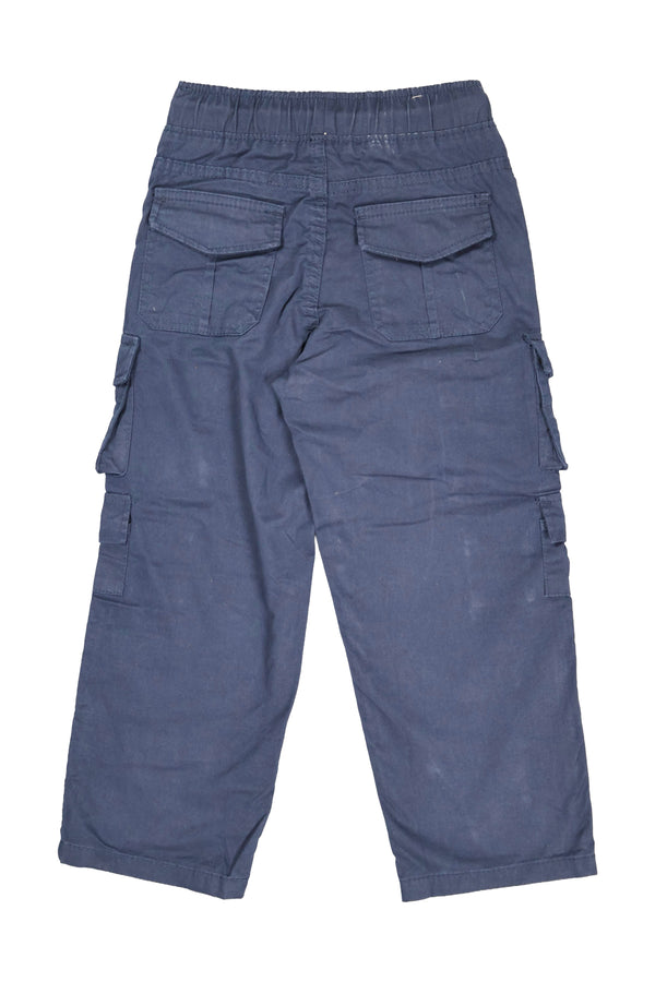 Fyst Cotton Elastic Waist Multi-Pocket Cargo Trousers for Boys - Navy Blue