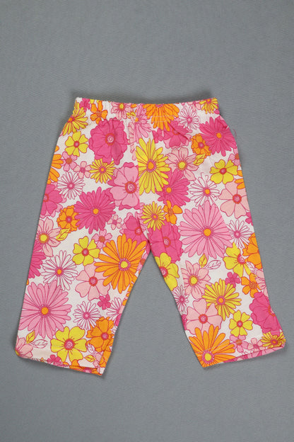 Floral-patterned leggings on a gray background