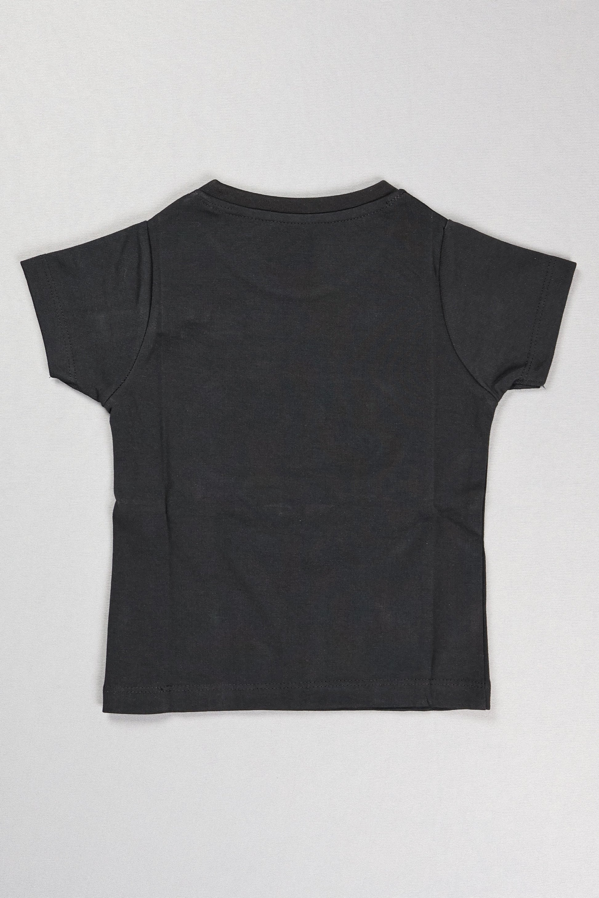 Black t-shirt on a light gray background