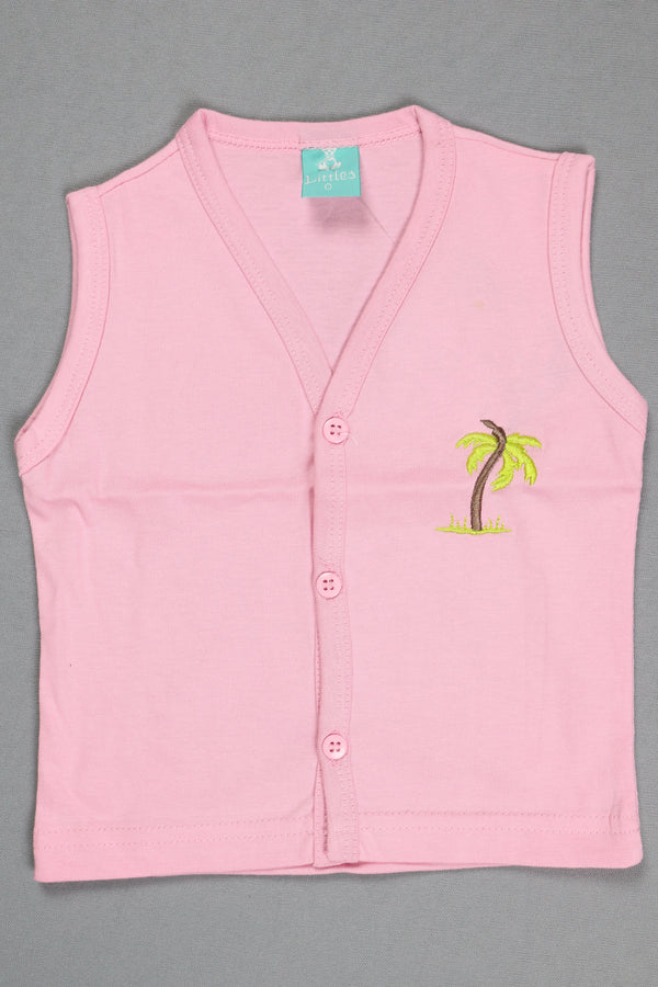 Fyst Premium Cotton Knit Solid Vest & Shorts Set for Boys – Pink