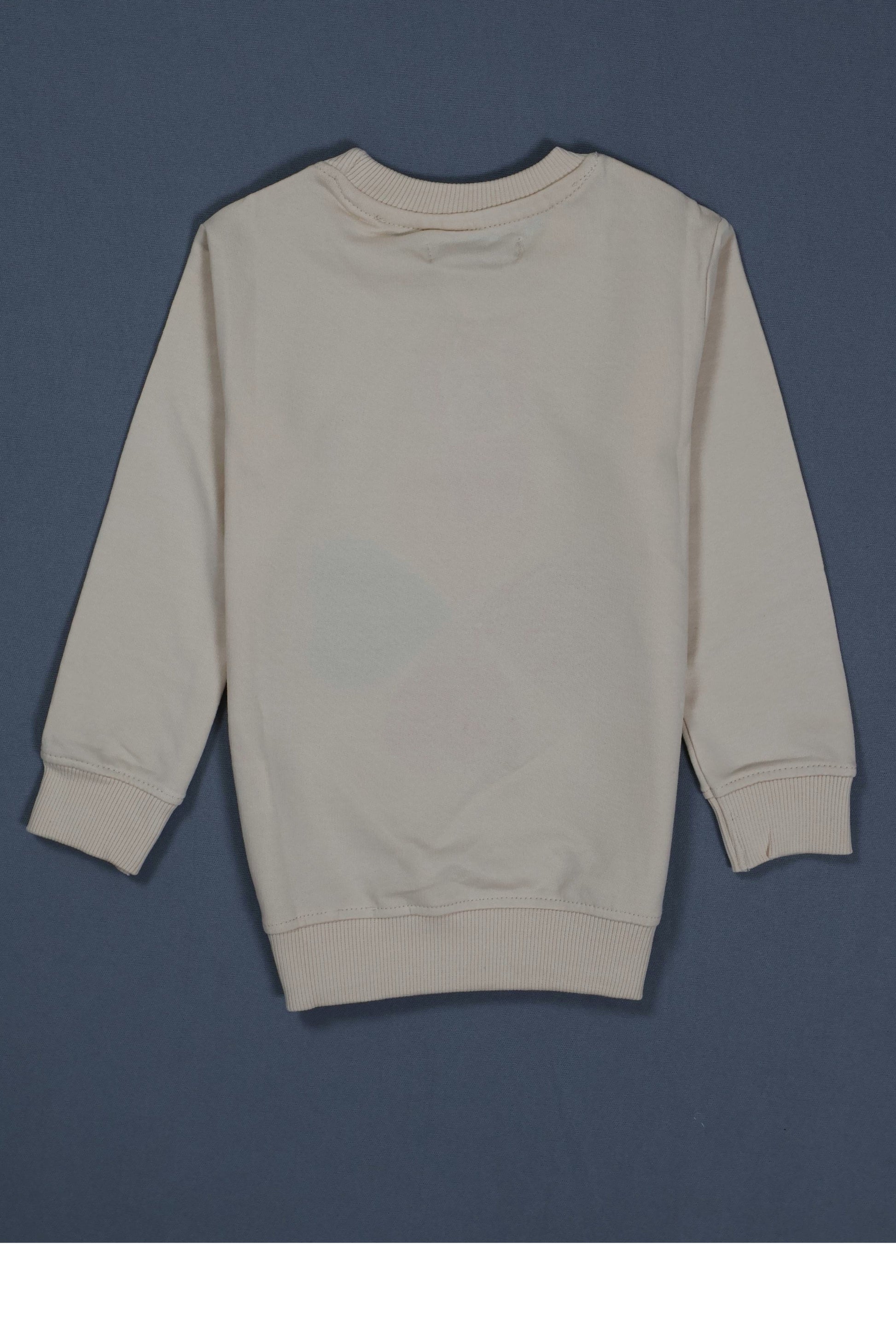 Beige sweatshirt on a dark blue background