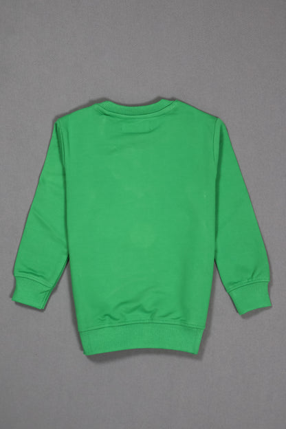 Green long-sleeve shirt on a gray background