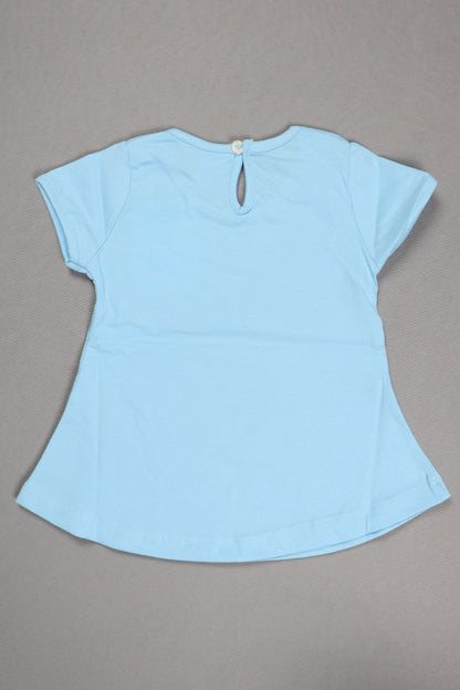 Light blue fabric piece on a gray background