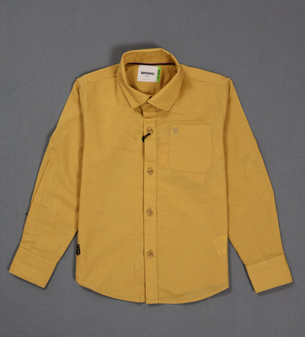 Fyst Premium Cotton Smart Casual Plain Shirt for Boys - Yellow