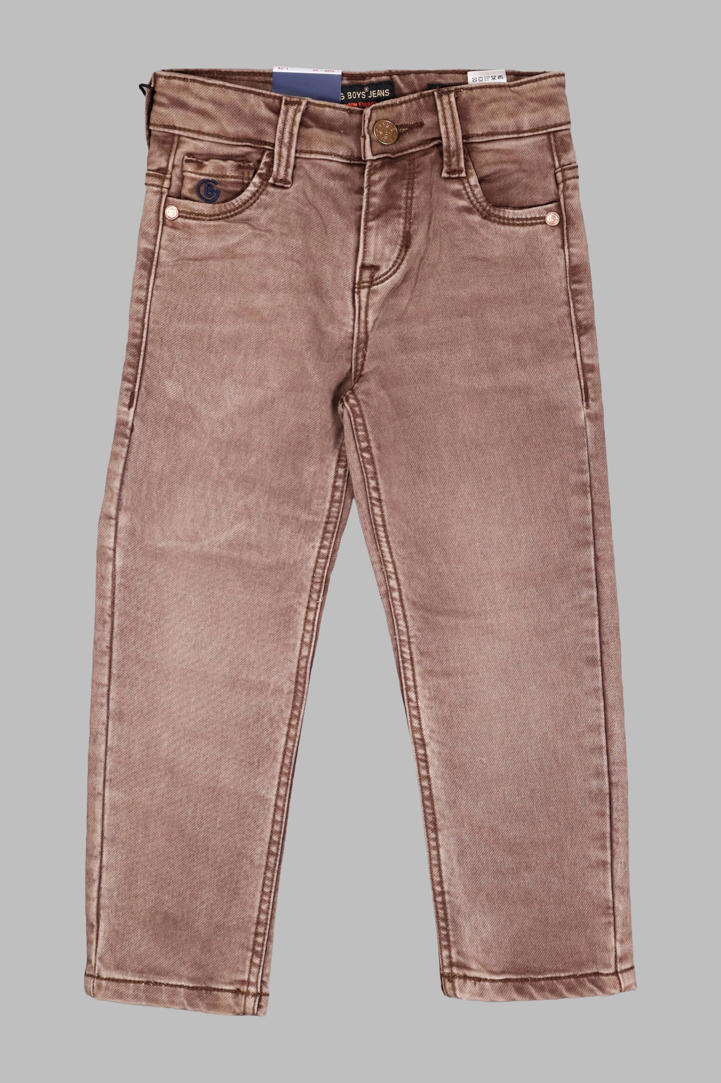 Brown jeans on a gray background