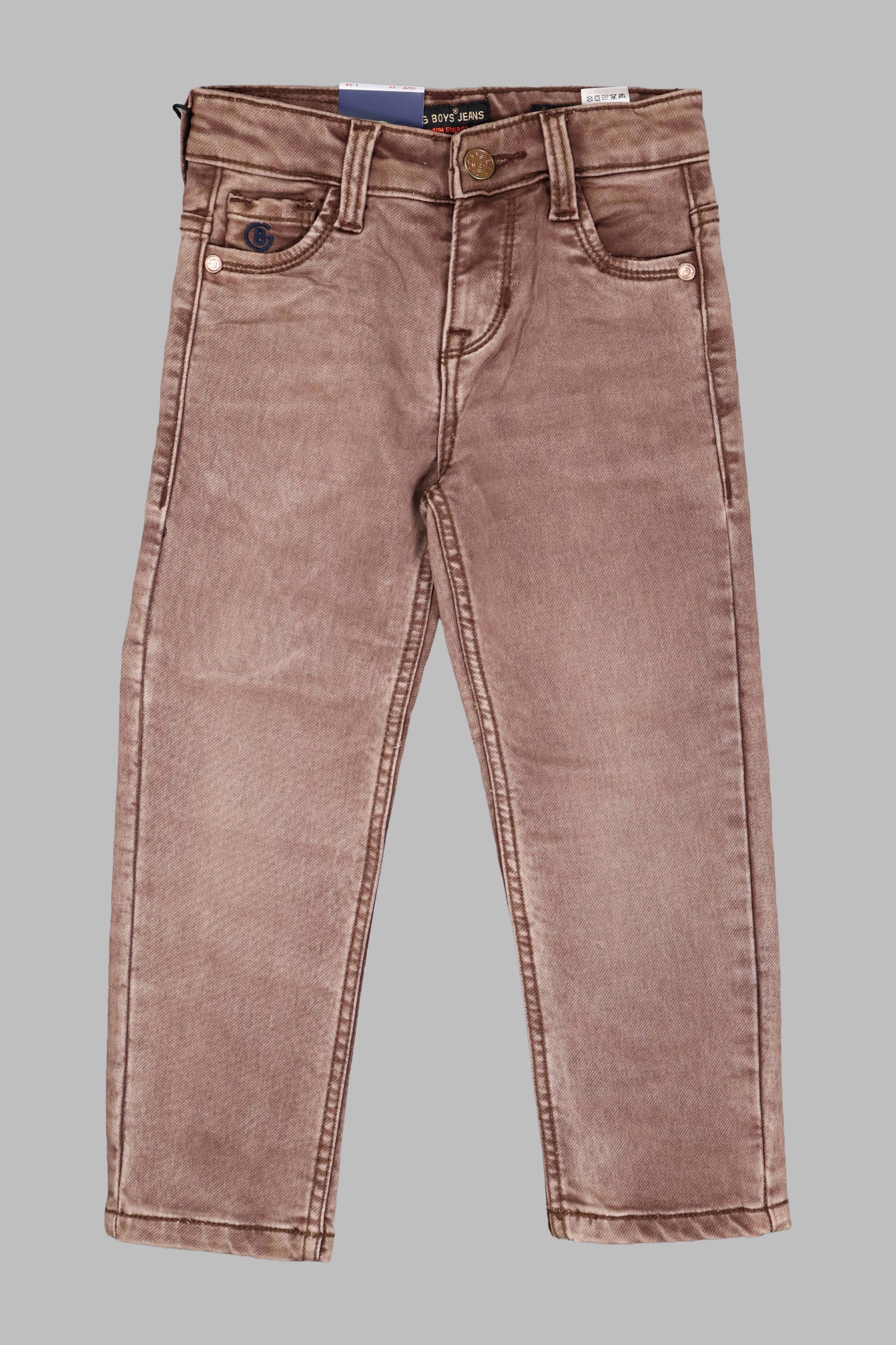 Brown jeans on a gray background