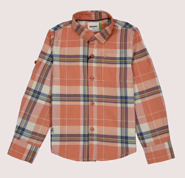 Fyst Premium Sunset Plaid Smart Casual Shirt for Boys – Harvest Orange