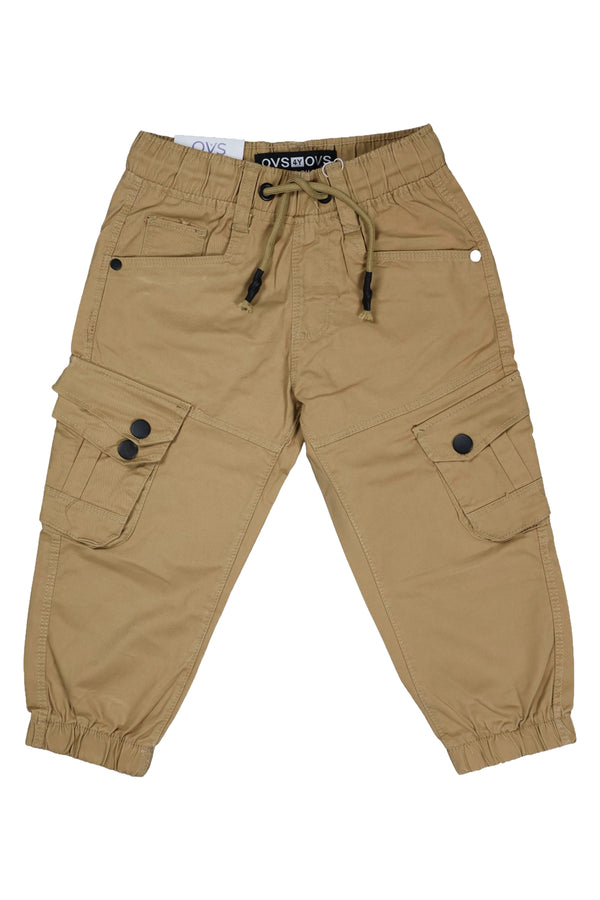 Fyst Soft Cotton Casual Wear Elastic Waist Joggers for Boys - Khaki